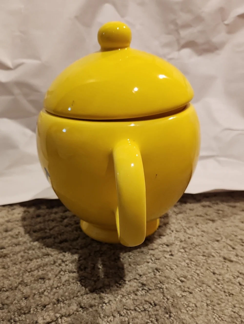 Yellow Smiley Ceramic Lidded Mug - Cheerful Home Accent